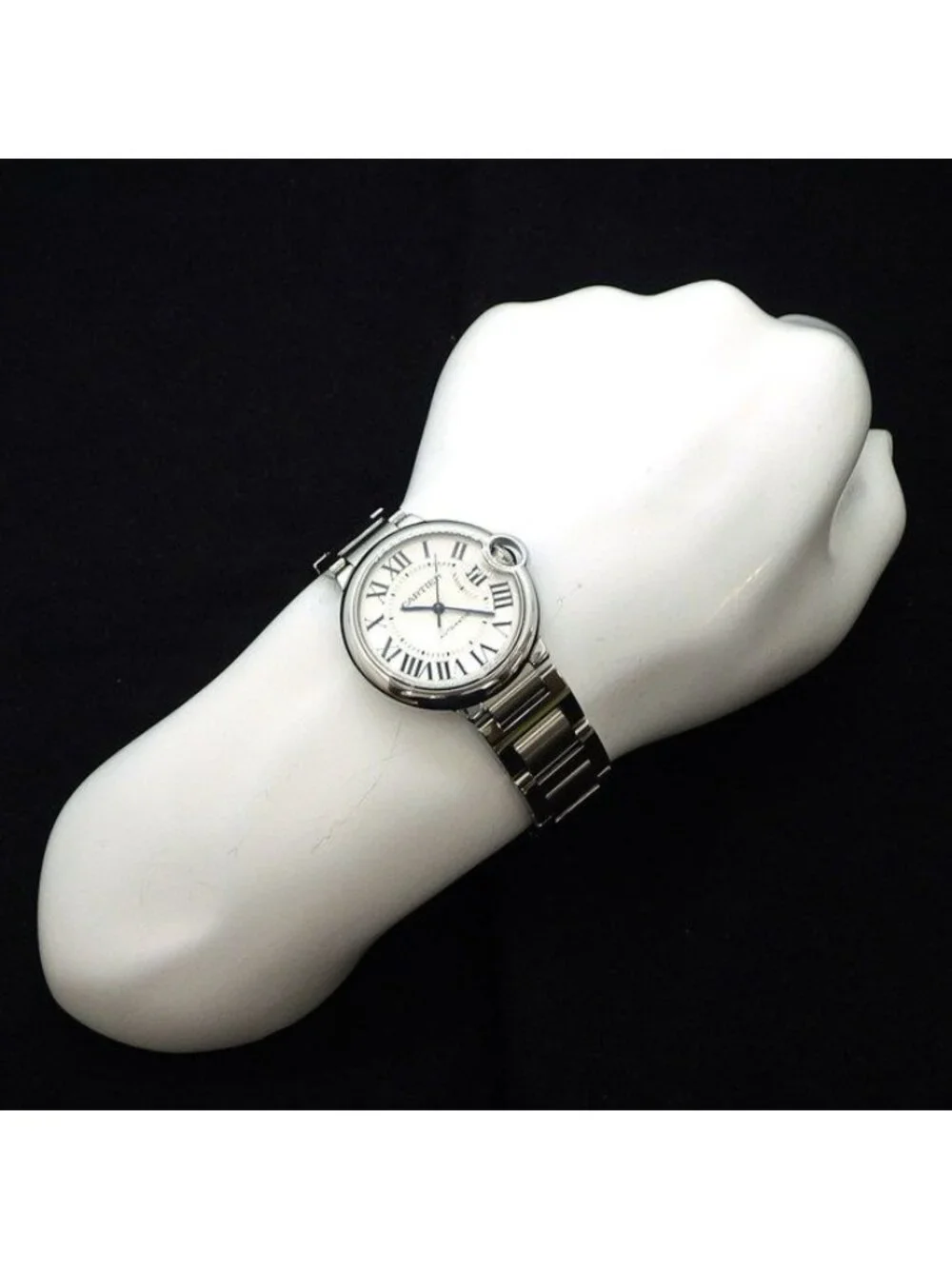 Cartier Watch Ballon Bleu MM Silver Guilloche Dial Roman Index SS Automatic